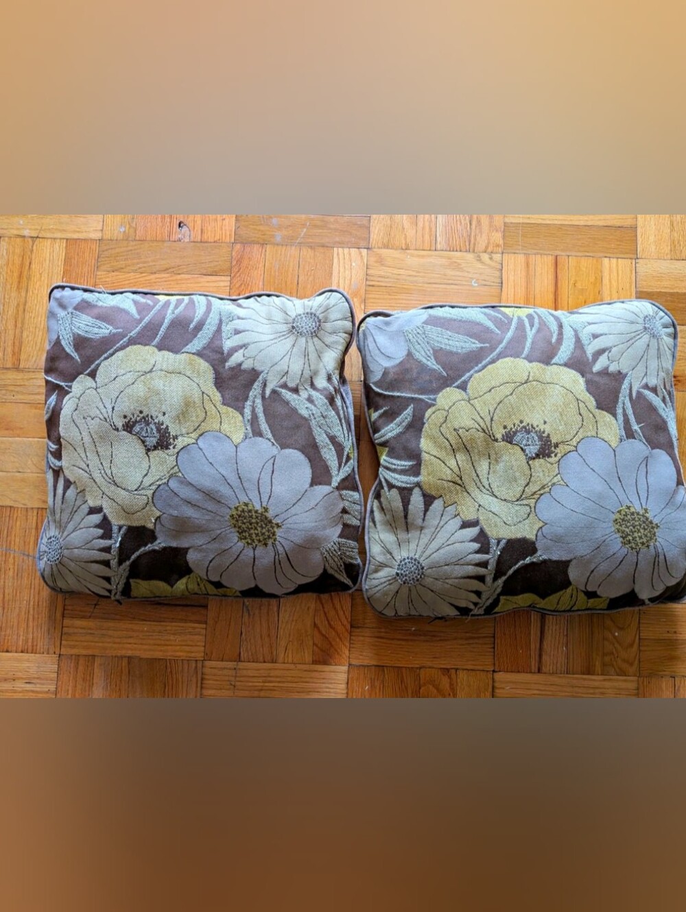 Floral Brown and Cream Decorative Throw Pillow Cover